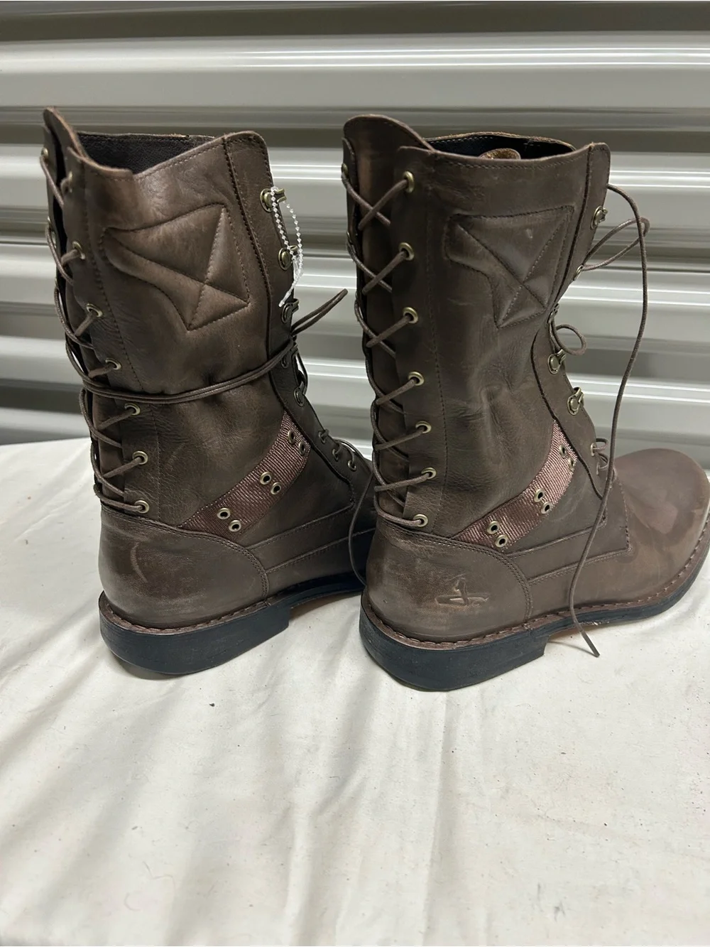 Men's Brown Lace-Up Leather Combat Boots